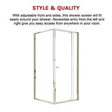 Adjustable Semi Frameless Shower Screen 82-90cm x 89-92cm With Gold Hardware For Modern Bathrooms V63-958181
