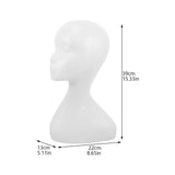 White PE Women Mannequin Head Wig Hat Scarf Display Abstract Long Neck Classic Style V1366-AZ2-W-22173