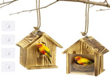 2PCS Pinewood Birdhouses with 4 Hooks, 6.8" x 4.9" x 8.3" Wooden Bird House with Transparent Window V1192-AZ-W-18419
