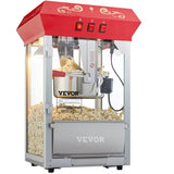 VEVOR Popcorn Popper Machine Countertop Popcorn Maker 850W 8 Oz 48 Cups Red V952-TSBMHJ8OZ850WJWNRV3