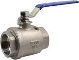 2Pcs 316 Stainless Steel 1.5" Full Port Ball Valve with Heavy Duty Blue Vinyl Insulation Handle, NPT V1258-DP02-WO-403