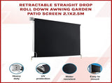 Retractable Straight Drop Roll Down Awning Garden Patio Screen 2.1X2.5M V63-842941