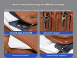 Office Commuter Business Set-Light brown Men's PU Leather Chest Bag and Blue RFID Blocking Aluminum V888-ELOSUNG56064-10