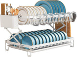 CARLA HOME 2-Tier Dish Drying with Drainage Tray, Utensil Holder, Cup Hooks & Cutting Board V178-36168