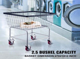 Wire Laundry Cart Wire Laundry Basket 2.8 Bushel Heavy Duty w/ 4'' Wheels V952-XYCDG96B-X0000001V0