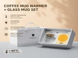 Yellow Coffee Mug Warmer Set with Glass Mug and Lid USB Powered 13W Constant Temperature Heating V888-ELOSUNG543044