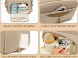 Stylish Mom Backpack with Insulated Bottle Pocket Multi-Compartment Diaper Bag, Anti-Theft Phone V1107-CS-MMQBBL