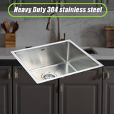 490x440mm Handmade Stainless Steel Undermount / Topmount Kitchen Laundry Sink with Waste V63-770015