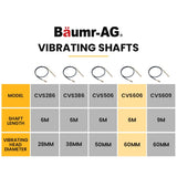 BAUMR-AG CVS606 6 Metre x 60mm Concrete Vibrating Shaft, Australian Standard 3-Claw Drive Coupler V219-CCVSHFBM606A