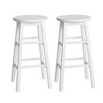 Artiss 2x Bar Stools Round Chairs Wooden White BA-G-7033-WHX2