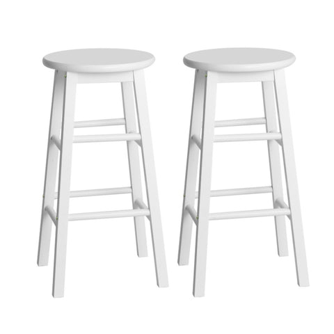 Artiss 2x Bar Stools Round Chairs Wooden White BA-G-7033-WHX2