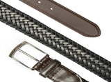 Dents Mens Stretch Plaited Leather Belt - Black/Brown V563-8-4031-BLKBRN-M