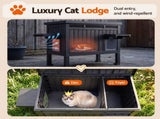 i.Pet Outdoor Cat House Pet Kennel Enclosure Cat Shelter Condo Rabbit Hutch Black PET-CH-PP68-CO