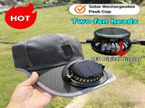 Solar Rechargeable Peak Cap with Fan, USB & Solar Powered, 3-Speed, Summer Sun Hat for Men Women V1366-AZ2-W-10785