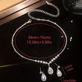 Elegant Teardrop Jewelry Set - Sparkling Necklace and Earrings, adorned with crystal accents, made V1102-SDXLTZ001