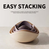 Ceramic Salad Bowls Set of 5 Flower Shaped Nesting Bowls Microwave & Refrigerator Safe V1366-AZ2-W-11778