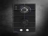 Devanti Gas Cooktop 30cm 2 Burner Built-in Stove Glass Cook Top NG LPG Wok Burner CT-GAS-2B-C-BK