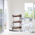 SOGA 2X 38x24cm Clear 4 Tier Bookshelf & Cosmetic Storage Organizer Trolley Rack BOOKSHECLEAR5X2