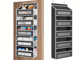 Storage Marvel in Black & Gray 5-Tier Over-the-Door Organizer with 5 Large Pockets. Sturdy and V1102-MHSND003