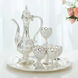 Vintage Palace Style Liquor Serving Set - Metal Pot, 6 Cups & Tray V888-ELOSUNG26394