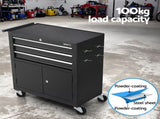 Giantz 3 Drawer Tool Box Chest Cabinet Toolbox Storage Garage Organiser Wheels TB-3DR-DOOR-BK