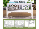 Gardeon Outdoor Garden Bench Wooden Chair 2 Seat Patio Furniture Lounge White ODF-BENCH-2SEAT-WH