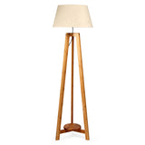 155cm Large Bamboo Wooden Tripod Floor Lamp w Beige Linen Light Shade V563-75131