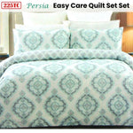 225TC Persia Cotton Rich Easy Care Quilt Cover Set Queen V442-CAP-QUILTCS-PERSIA-TURQUOISE-QS