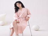 Pink XL size Women's Cotton Robe Autumn/Winter Bathrobe & Morning Gown Long Sleeve, Mid-Length, V888-ELOSUNG50051