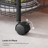 SONGMICS 3-Tier Metal Rolling Cart on Wheels with Removable Shelves Black V227-8498402105990