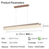 BAMDECOR A188 Nordic Dual Linear Dimmable Acrylic Kitchen Dining Table Pendant Light Minimalist V255-BAM-A188-COFFEE-1.2M