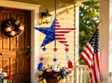 Metal Wind Chime, Patriotic Star Windchimes for Outside, 23 Inch Weather Resistant Outdoor Wind V1369-AZ3-W-12245