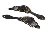 1Pair Spur Strap Leather Rhinestone Western Vintage Style Horse Riding Protective Equipment for V1294-YM3111220274811-0421