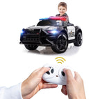 ROVO KIDS Ride-On Car Mustang Children Police Patrol Electric Toy w/ Remote Control Black/White V219-TOYROTRVCK1B