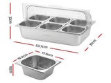 5-Star Chef 6 Pan Food Serving Display Stainless Steel Cooler Platter with Clear Roll Top Cover FD-6PAN-LID-SS
