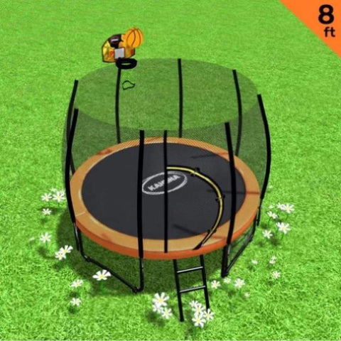 Kahuna 8 ft Springless Trampoline with Basketball Set TRM-KAH-ELA-08D-BB