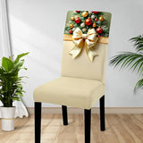 4PCS Christmas Stretch Dining Chair Covers Snug-Fit Elastic Design, Printed with Ornaments, V1232-SDYT-4P-001