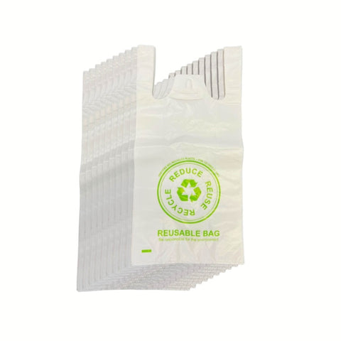 100x Medium Reusable Plastic Singlet Shopping Bags - 80% Recycled 38UM Compliant V238-SUPDZ-40992989347920