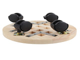 Wooden Mobile Flower Tray with 6 Wheels 360 Degree Rotating Rolling Plant Stand for Home V1294-YM0721-210331DY04-6
