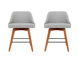 Artiss 2x Bar Stools Linen Padded Wooden Grey BA-TW-8126-LI-GYX2