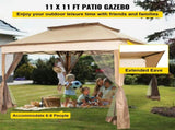 Outdoor Canopy Gazebo Tent, Portable Canopy Shelter with 11'x11' Large Shade Space for Party, V952-ZYP3.3MX3.3MSDZD1V0