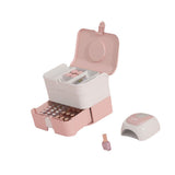 Cosmetic Storage Box 2 Layers Drawer Large Capacity Portable Makeup Storage Box with Handle for Nail V1294-YM0626-3117220310311