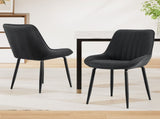 Artiss 2x Dining Chairs Retro PU Leather Kitchen Lounge Cafe Accent Chair Black DINC-K-2602-BKX2