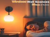 Wall Sconces Set of Two, Wireless Battery Operated Wall Decor Remote, Sconces Wall Lighting V1171-CB-BOM000897
