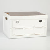 White Collapsible Medium Side-Open Storage Box with Wooden Table Top - Car Trunk V888-ELOSUNG39954