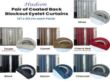 Emporio Hudson Pair of Coated Back Blockout Eyelet Curtains 137 x 213cm each Charcoal V442-BZO-CURTAIN-HUDSONEYELET-CHARCOAL-RE