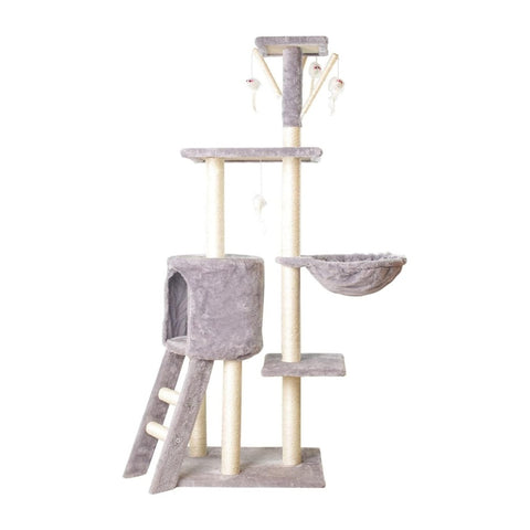 Floofi 138cm 5 Layer Plush Cat Condo Cat Tree Light Grey V227-3331641027080