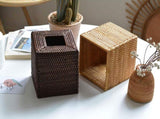 Rattan Tissue Box Cover Square, Hand Woven Wicker Tissue Holder, 5.5 x 5.5 X 5.7 inch, V1189-LWWAL-20260325-00404