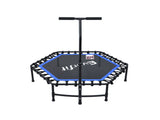 Everfit 48inch Hexagon Fitness Trampoline Rebounder Adjustable Handrail Blue TRAMPO-C-MINI48-H-BLBK