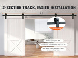 2440 mm Sliding Barn Door Hardware Closet Track Kit for Double Doors J Hanger V952-GCYMWJTJHS8FLSQZJV0